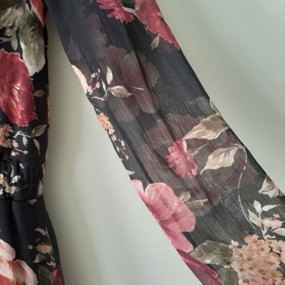 Mini Floral Ruffle Dress Sheer - Picture 9 of 10